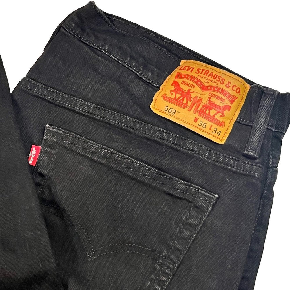 Levis Jeans Mens 36x34 Black 569 Loose Straight Baggy Cotton Comfort Denim Pants